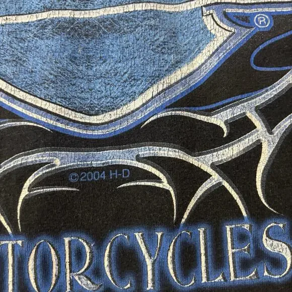 Vintage Harley Davidson Long Sleeve T Shirt Large Black Blue Flame Hits Rare - Picture 3 of 7